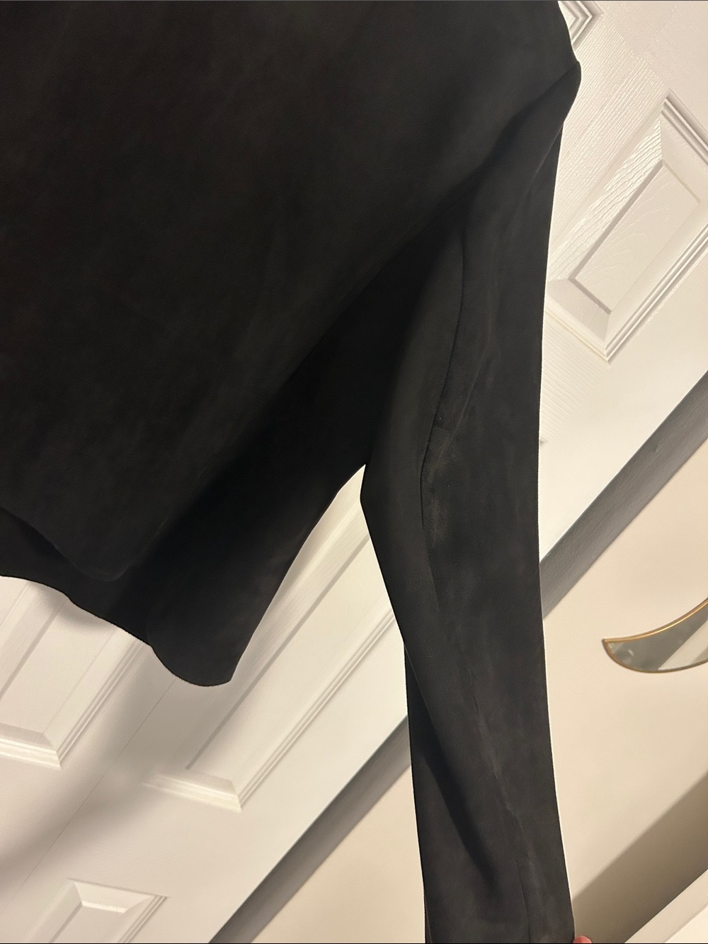 Anne Klein Black Draped Suede Open-Front Asymmetrical Jacket - Picture 15 of 15